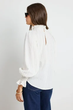 Ivy + Jack Emphatic Ivory Stripe High Neck Top