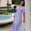 Among the Brave Empire Lilac Ditsy Puff Sleeve Midi Dress