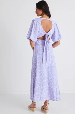 Among the Brave Empire Lilac Ditsy Puff Sleeve Midi Dress