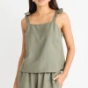 Love Lulu Enriched Khaki Linen Blend Straight Cami