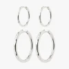 Pilgrim Eve Hoop 2-in-1 Set EOL Silver-Plated Earrings