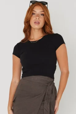 Love Lulu Ever Black Longer Baby Rib Tee
