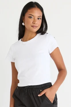 Love Lulu Ever White Longer Baby Rib Tee