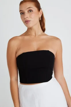 Stories be Told Facade Black Crepe Bustier Top