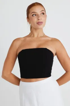 Stories be Told Facade Black Crepe Bustier Top