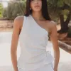 Among the Brave Fairytale White Linen One Shoulder Cutout Top