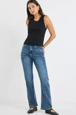 Stories be Told Farah Mid Blue High Rise Soft Flare Jean