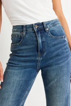 Stories be Told Farah Mid Blue High Rise Soft Flare Jean