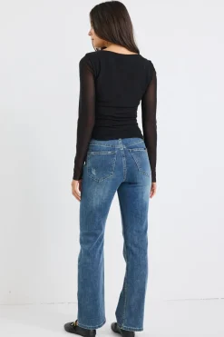Stories be Told Farah Mid Blue High Rise Soft Flare Jean