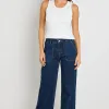 Ivy + Jack Feature Indigo Mid Rise Front Pocket Wide Leg Jean
