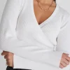 Among the Brave Feel Good White Ls Wrap Rib Knit Top