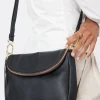 Saben FiFi Black Fold Over Leather Shoulder Bag