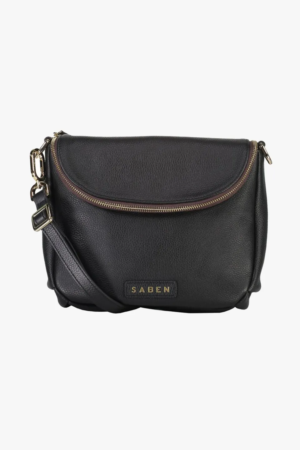 Saben FiFi Black Fold Over Leather Shoulder Bag
