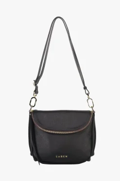 Saben FiFi Black Fold Over Leather Shoulder Bag