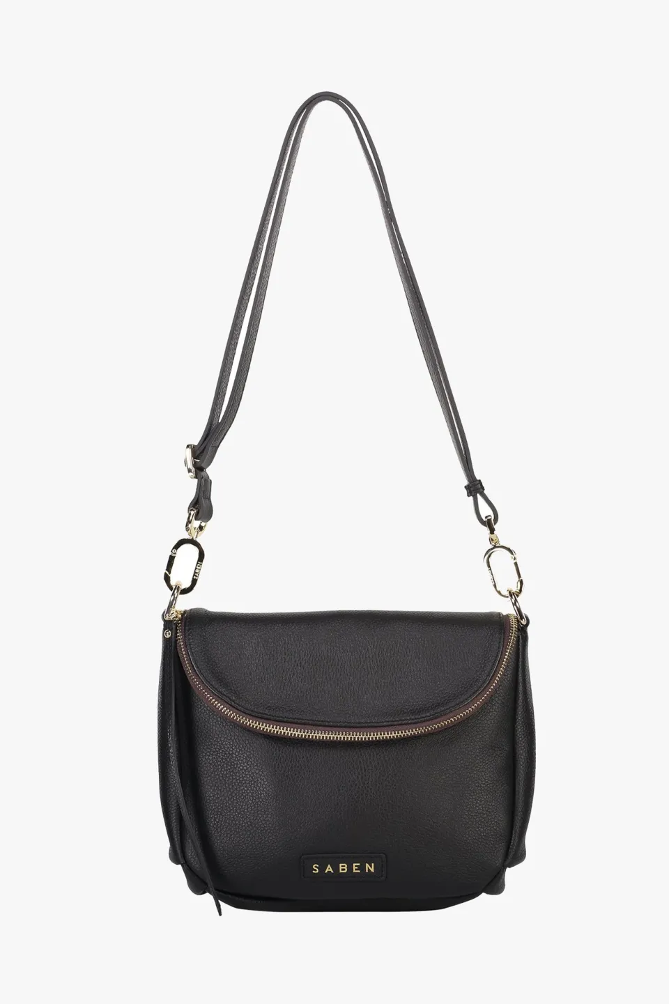 Saben FiFi Black Fold Over Leather Shoulder Bag