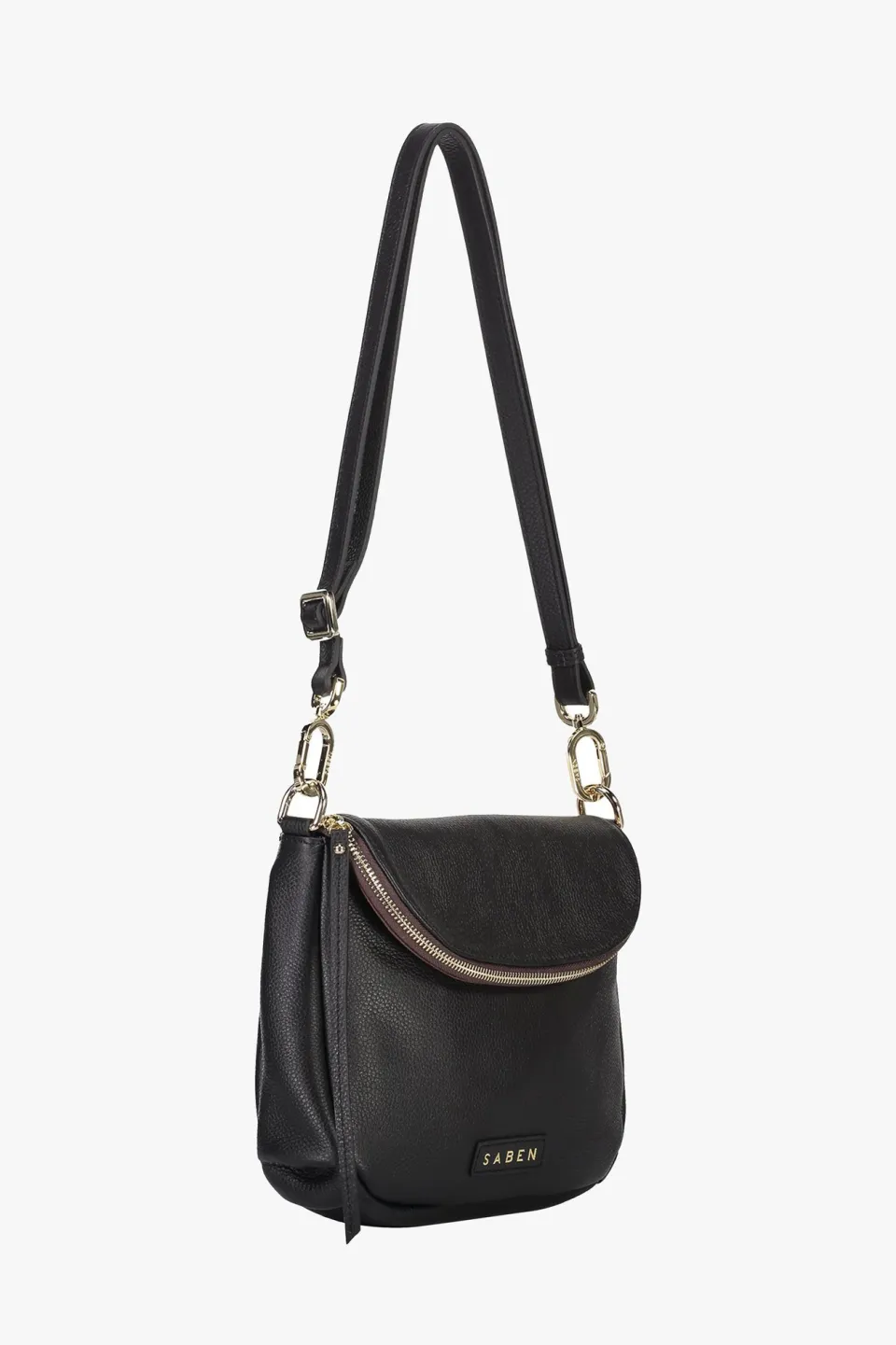 Saben FiFi Black Fold Over Leather Shoulder Bag
