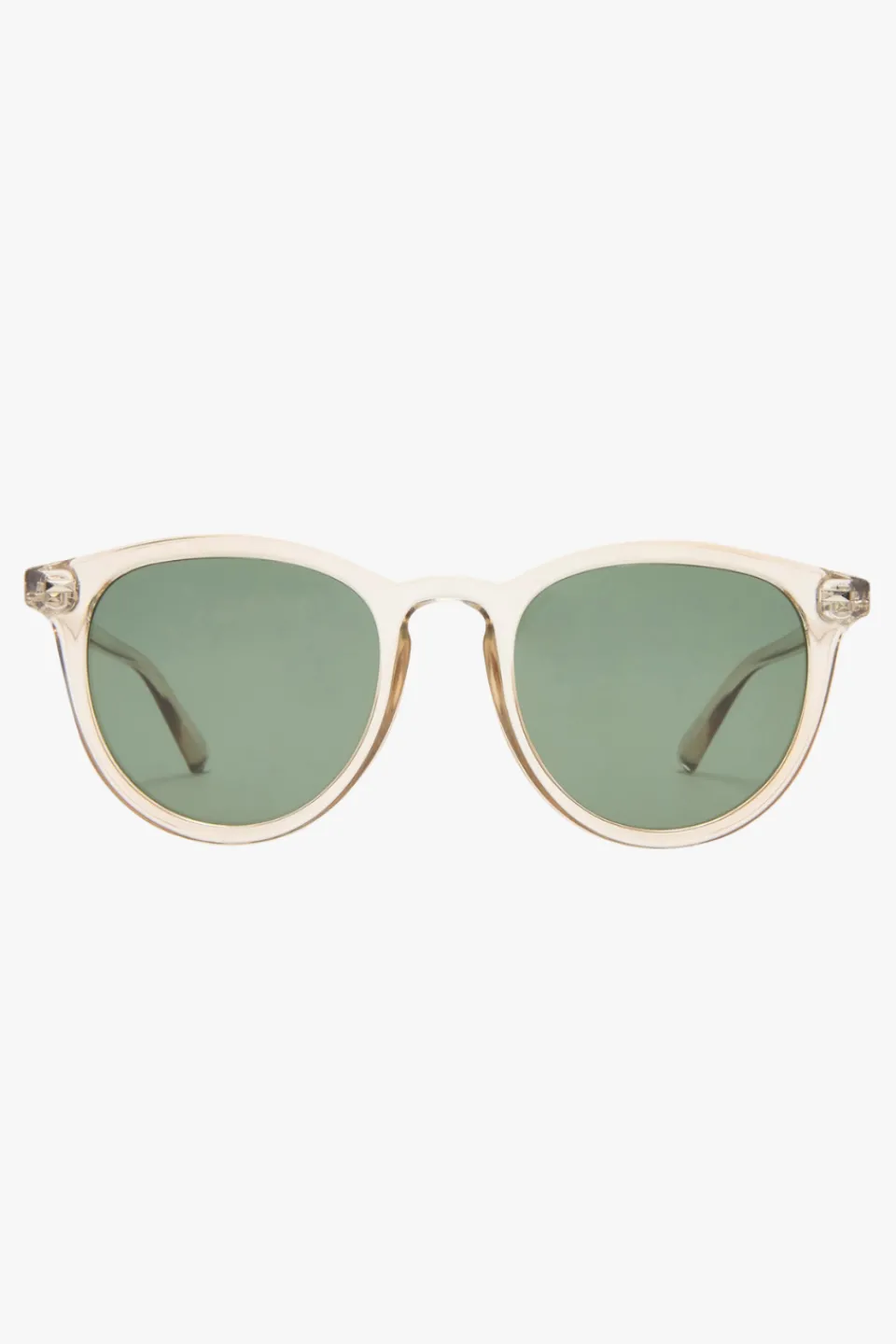 Le Specs Fire Starter Round Clear Stone Khaki Polarised Lens Sunglasses