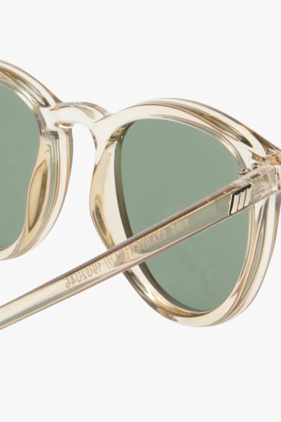 Le Specs Fire Starter Round Clear Stone Khaki Polarised Lens Sunglasses