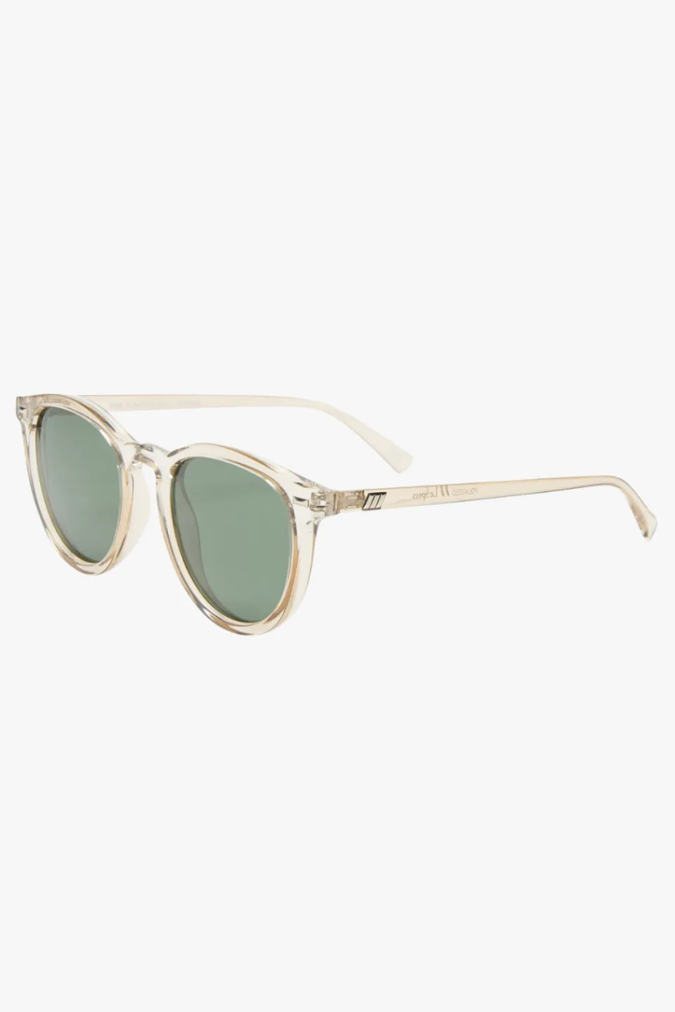 Le Specs Fire Starter Round Clear Stone Khaki Polarised Lens Sunglasses