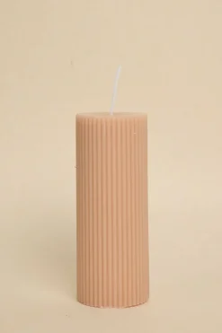 Flo's Home Flat Head Ribbed Column Medium Handmade Soy Nude Candle