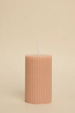Flo's Home Flat Head Ribbed Column Small Handmade Soy Nude Candle