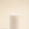 Flo's Home Flat Head Ribbed Column Small Handmade Soy Ivory Candle