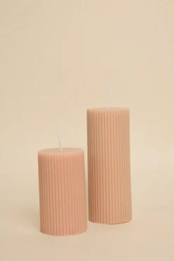 Flo's Home Flat Head Ribbed Column Small Handmade Soy Nude Candle