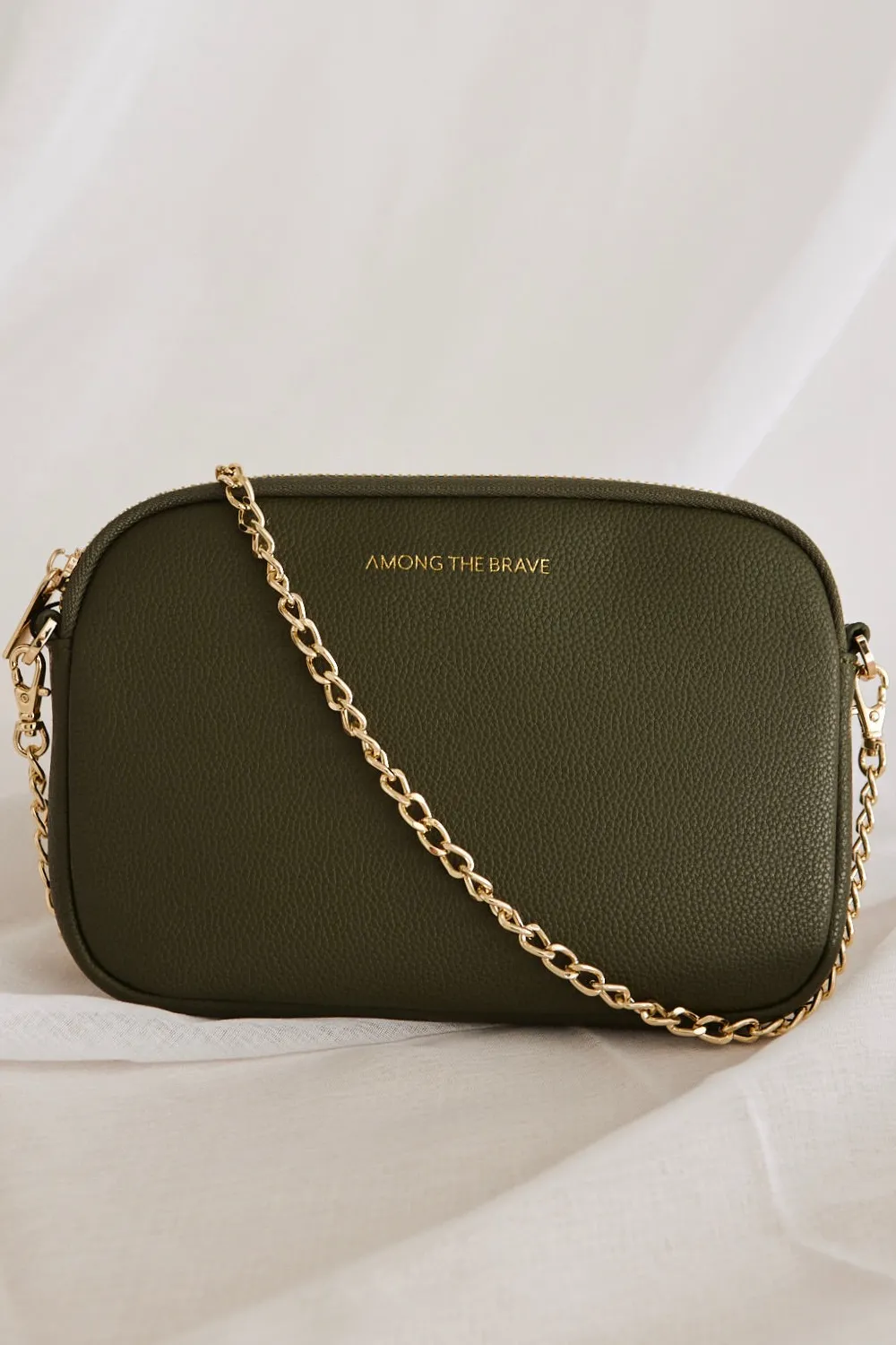 Among the Brave Florence Khaki Leather Single Pouch Bag
