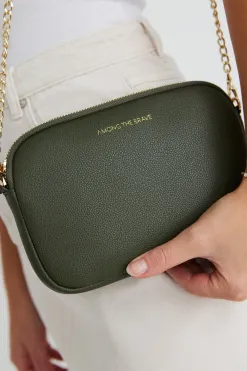Among the Brave Florence Khaki Leather Single Pouch Bag
