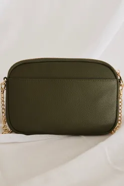 Among the Brave Florence Khaki Leather Single Pouch Bag
