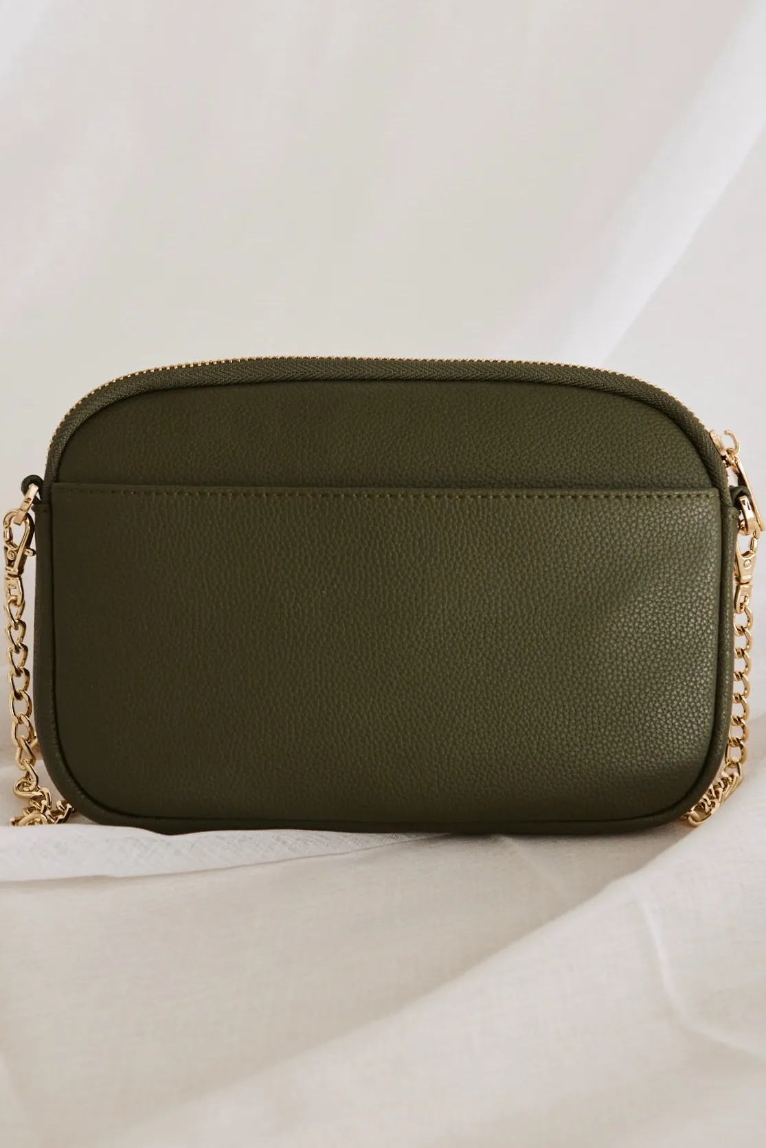 Among the Brave Florence Khaki Leather Single Pouch Bag