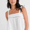 Among the Brave Fluid White Linen Reversible Tie Shoulder Cami