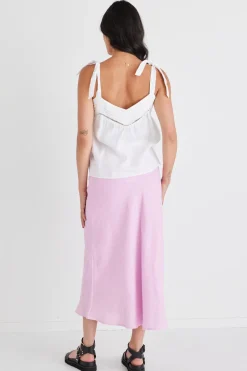 Among the Brave Fluid White Linen Reversible Tie Shoulder Cami