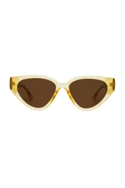 Prive Revaux Fly Girl Oval Cateye Yellow Framed Sunglasses with Brown Lens