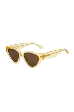 Prive Revaux Fly Girl Oval Cateye Yellow Framed Sunglasses with Brown Lens