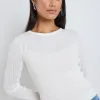 Among the Brave Fragment Ivory Sheer LS Knit Top