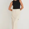 Among the Brave Frank Ivory Cotton Utility Midi Skirt