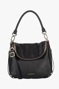 Saben Frankie Fold Over Black Shoulder Bag