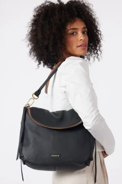 Saben Frankie Fold Over Black Shoulder Bag