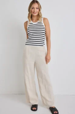RE:UNION Label Freedom Natural Linen Zip Back Wide Leg Pant