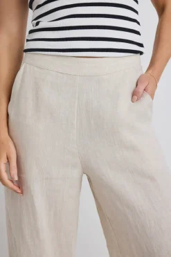 RE:UNION Label Freedom Natural Linen Zip Back Wide Leg Pant