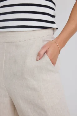 RE:UNION Label Freedom Natural Linen Zip Back Wide Leg Pant