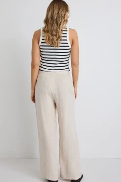 RE:UNION Label Freedom Natural Linen Zip Back Wide Leg Pant