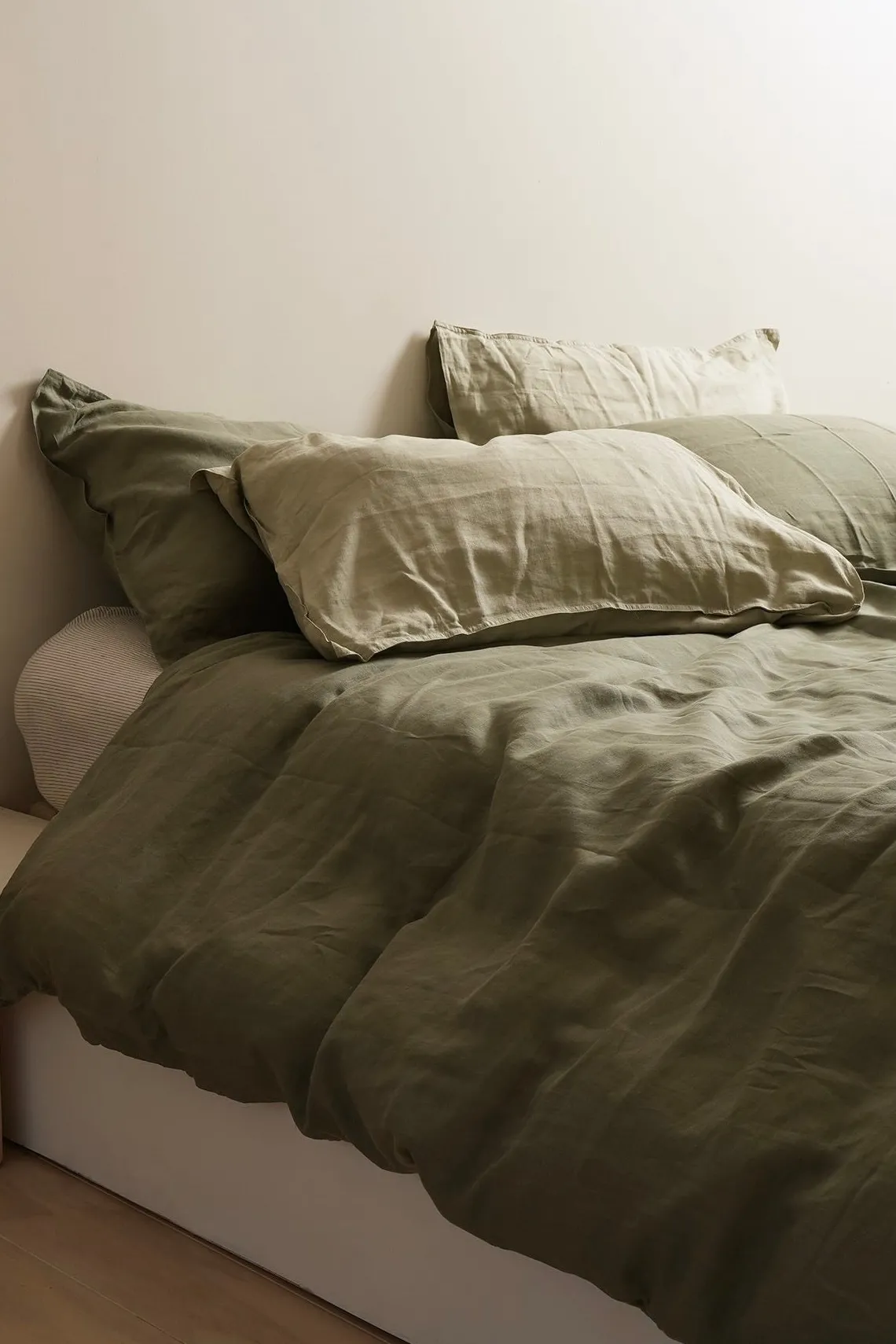 Home Lab 100% French Flax Linen Duvet Cover Set - Lichen - King