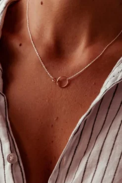 Petals Friends 14k Gold Plate Double Circle Necklace