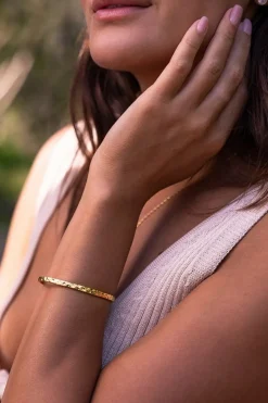 Love Lunamei Gaia 18k Gold Plate Soft Hammered Cuff Bangle