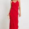 Georgia Mae Galore Flame Bias Ruffle Slip Maxi Dress