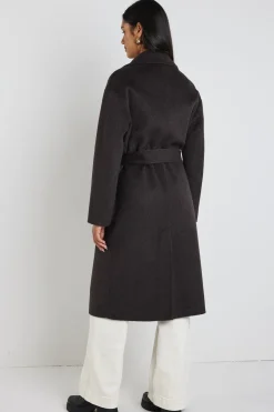 By Rosa. Geneva Chocolate Marle Wool Belted Coat