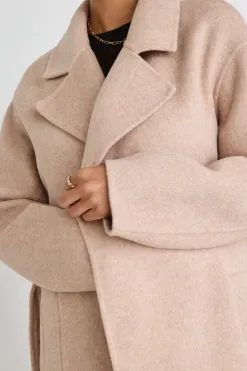 By Rosa. Geneva Oat Wool Blend Belted Coat