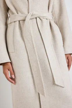 By Rosa. Geneva Snow Marle Wool Blend Belted Coat